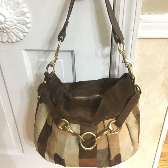 Coach Handbags - Patchwork Coach Velour/Leather Hobo Handbag